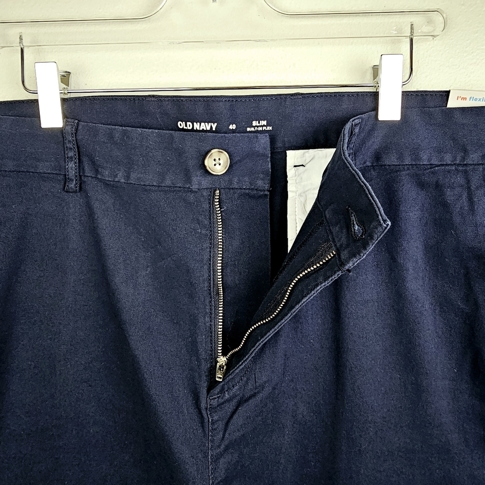 Old Navy #549103 Slim Built-in Flex Rotation Navy Blue Chino Shorts NWT - Picture 6 of 11